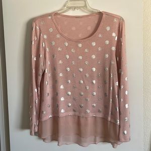 Pink polka dot sweater top.